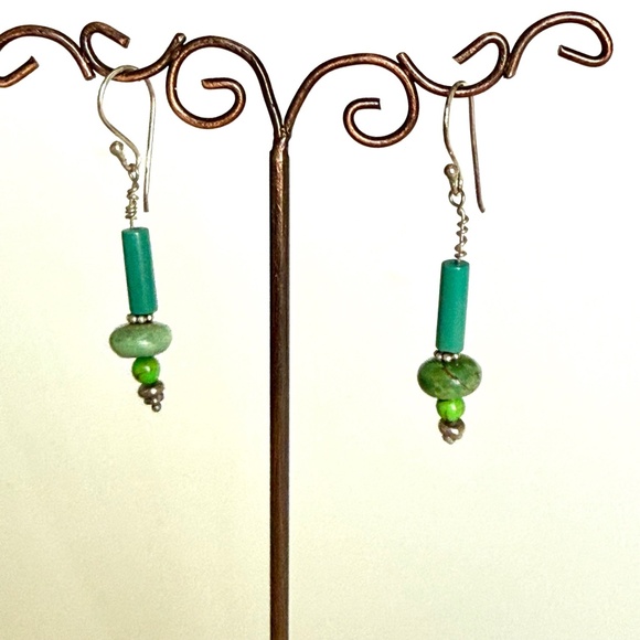 New handmade Sterling Silver and Turquoise earrings - Picture 2 of 6